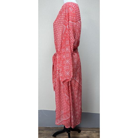 Lane Bryant Plus Sz 18/20 Red Belted Swim Coverup Kimono Beachwear Resortwear - Picture 8 of 16